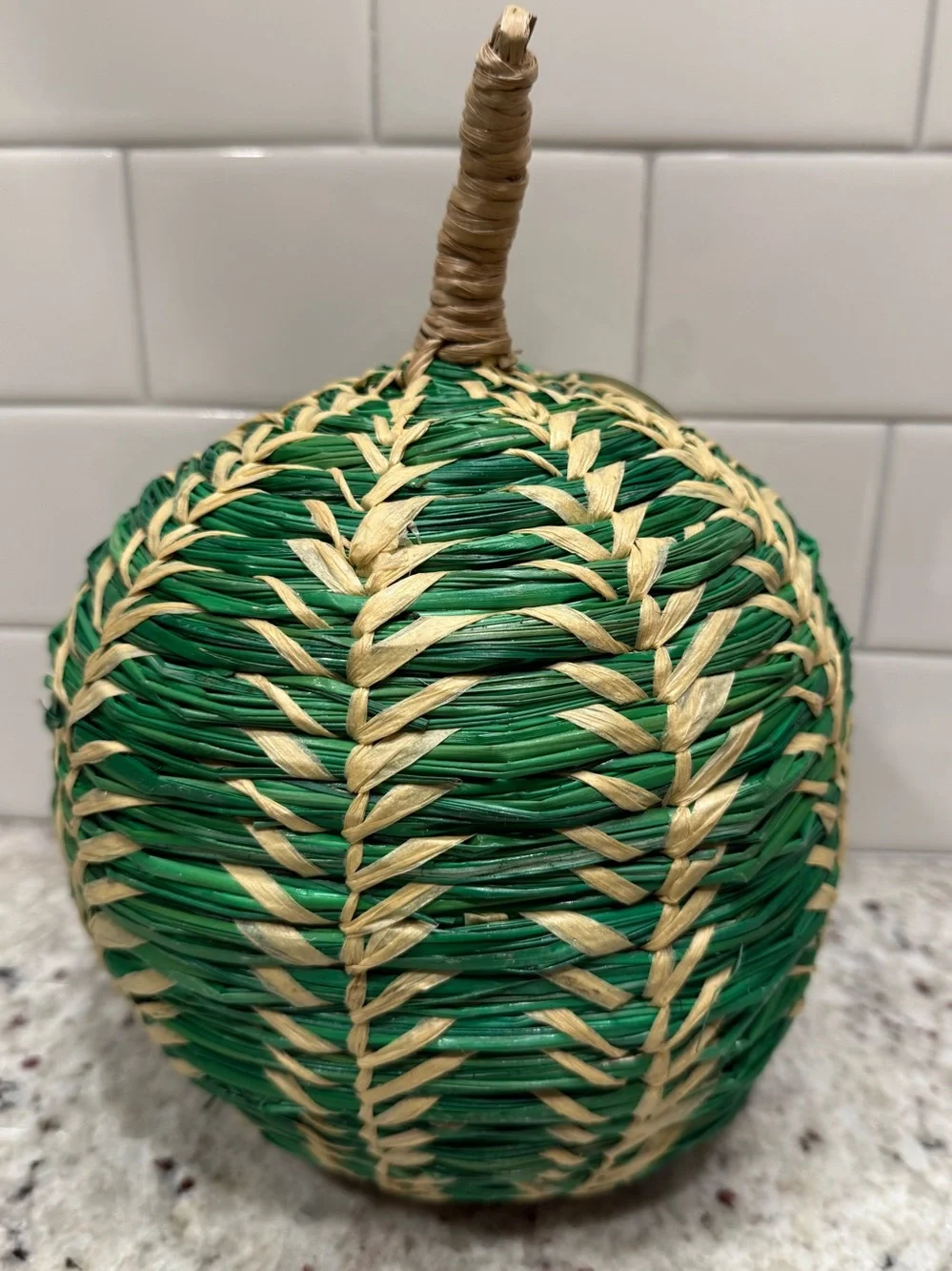 Threshold Fall Decor: Large Green and Natural Woven Decorative Pumpkin NWT